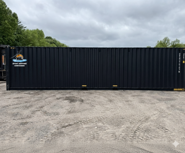 40ft High Cube Double Door Shipping Container for Sale – Black, New One-Trip