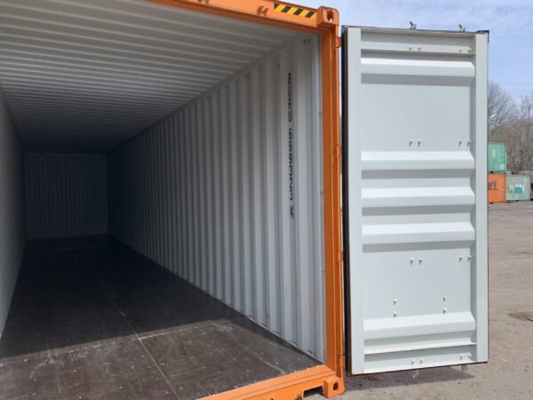 40′ x 8′ x 9.5′ Tall – 2024 *High Cube Shipping/Storage Container – Wind and Watertight – High Visibility Orange